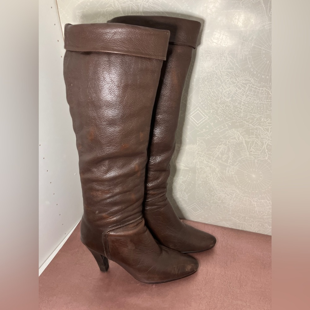 Brown tall boots with heel size 8.5